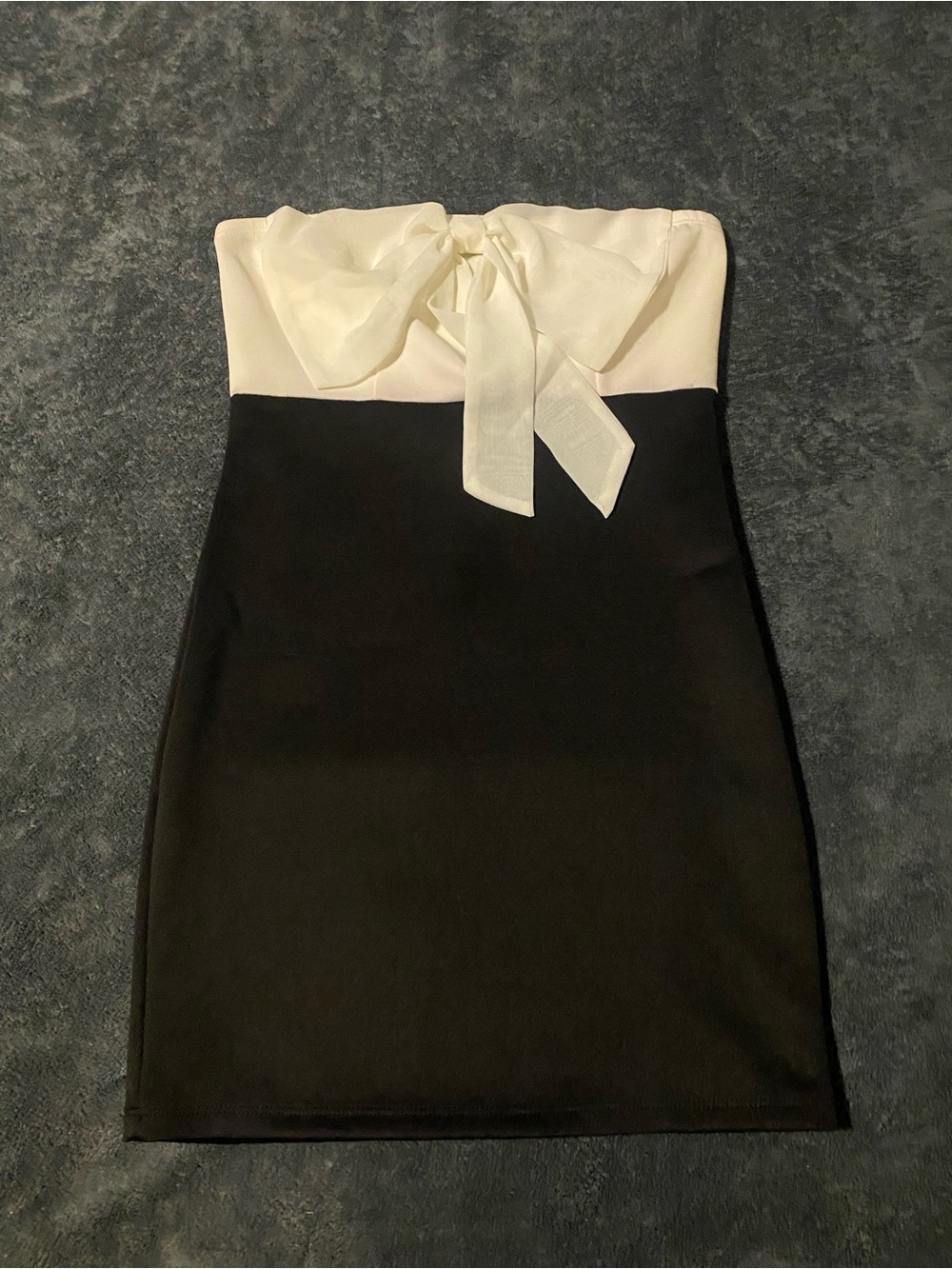 Charlotte Russe Strapless Black Dress with Cream Bow Bodice